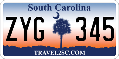 SC license plate ZYG345