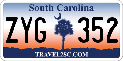 SC license plate ZYG352