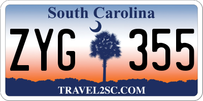 SC license plate ZYG355