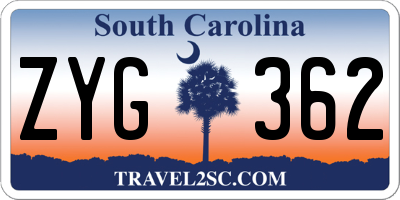 SC license plate ZYG362