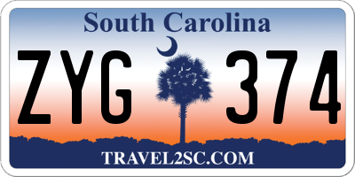 SC license plate ZYG374
