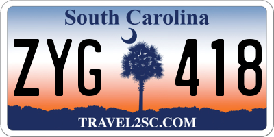 SC license plate ZYG418
