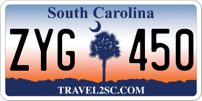 SC license plate ZYG450