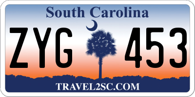 SC license plate ZYG453