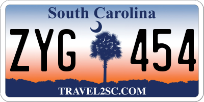 SC license plate ZYG454
