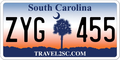 SC license plate ZYG455
