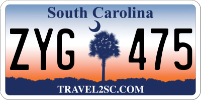 SC license plate ZYG475