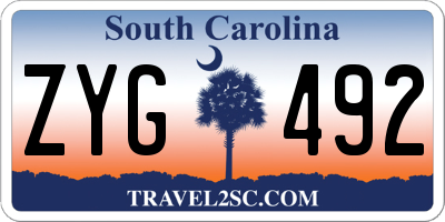 SC license plate ZYG492