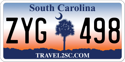 SC license plate ZYG498