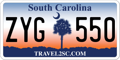 SC license plate ZYG550