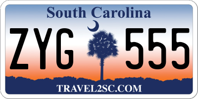 SC license plate ZYG555