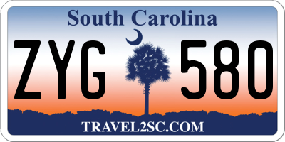 SC license plate ZYG580