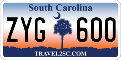 SC license plate ZYG600