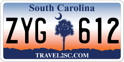 SC license plate ZYG612