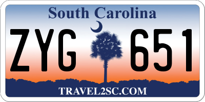 SC license plate ZYG651