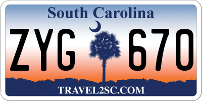 SC license plate ZYG670