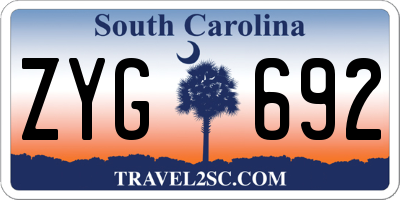 SC license plate ZYG692