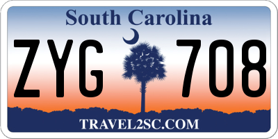 SC license plate ZYG708
