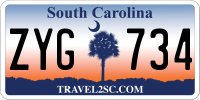 SC license plate ZYG734