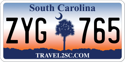 SC license plate ZYG765