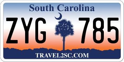 SC license plate ZYG785