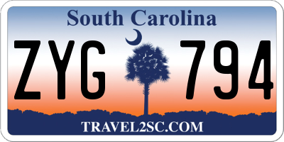 SC license plate ZYG794