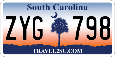 SC license plate ZYG798