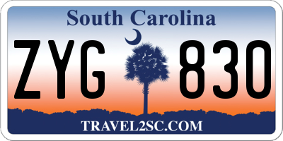 SC license plate ZYG830