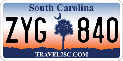 SC license plate ZYG840