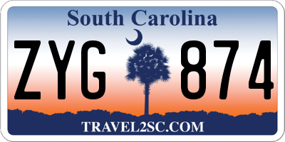 SC license plate ZYG874