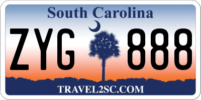 SC license plate ZYG888