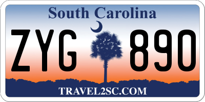 SC license plate ZYG890