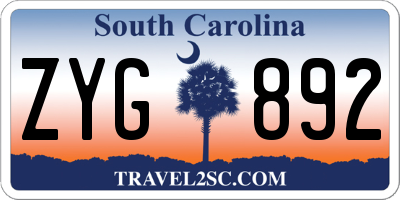 SC license plate ZYG892