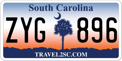 SC license plate ZYG896