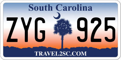 SC license plate ZYG925