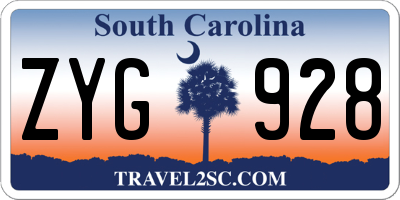 SC license plate ZYG928