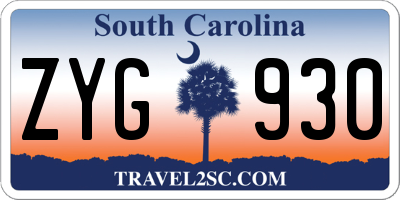 SC license plate ZYG930