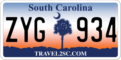 SC license plate ZYG934
