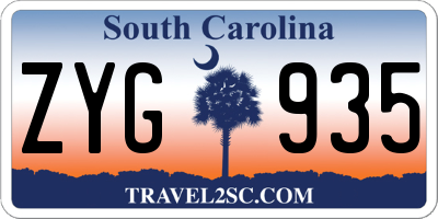 SC license plate ZYG935