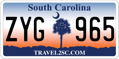 SC license plate ZYG965
