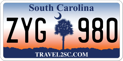 SC license plate ZYG980