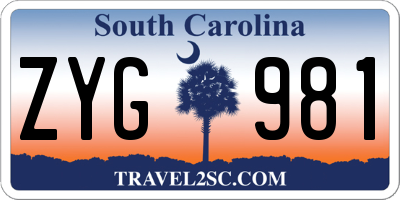 SC license plate ZYG981