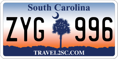 SC license plate ZYG996