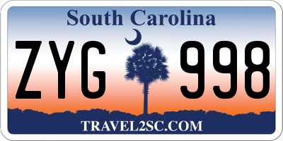 SC license plate ZYG998