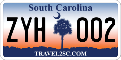 SC license plate ZYH002