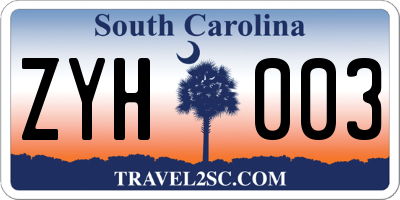 SC license plate ZYH003