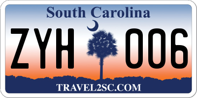 SC license plate ZYH006