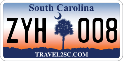 SC license plate ZYH008