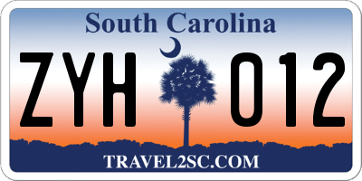 SC license plate ZYH012