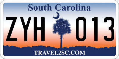 SC license plate ZYH013